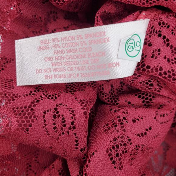 Candies Intimates Tibetan Red Lace Bodysuit Snap Closure Juniors Size Large New - Picture 6 of 8